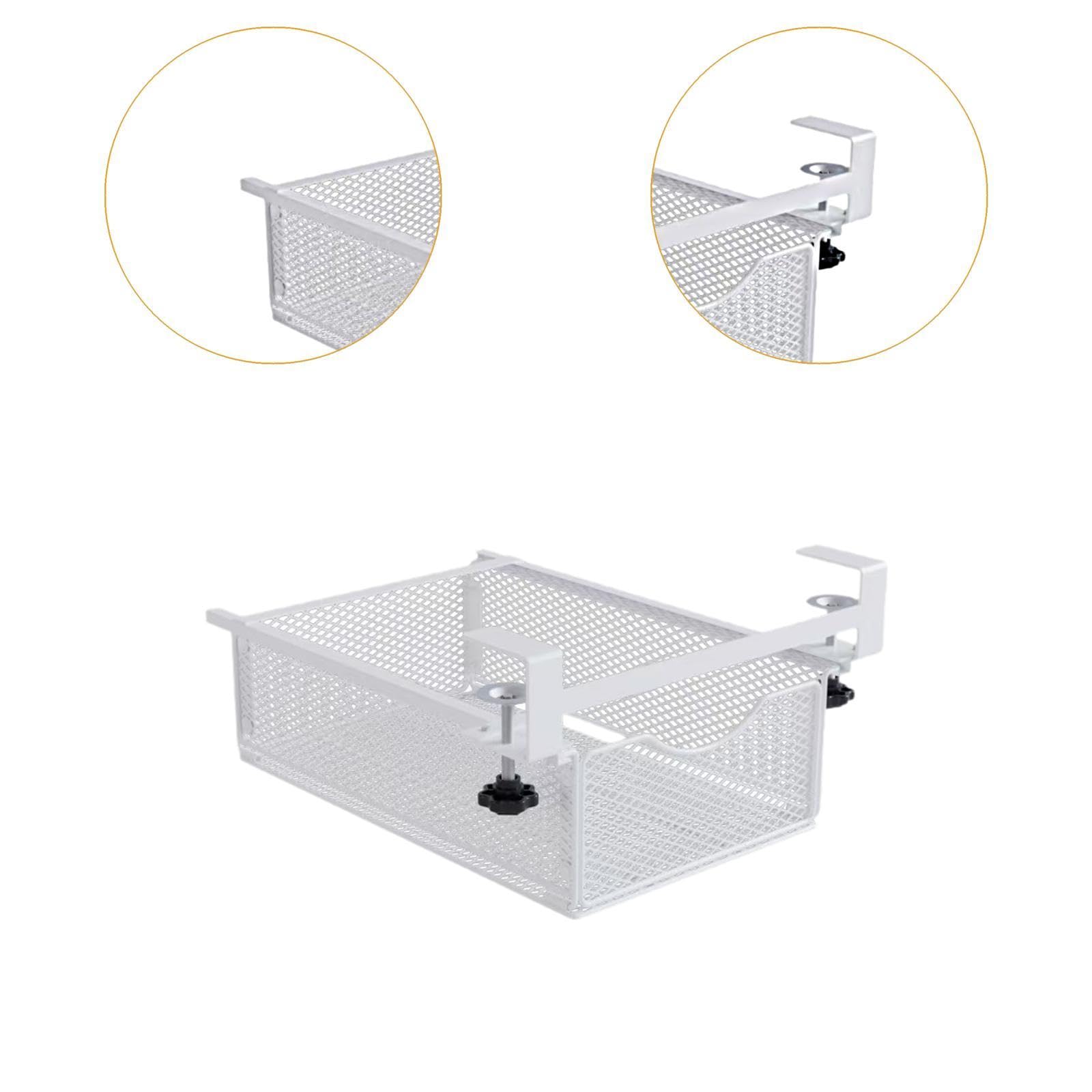 Panier Suspendu sous étagère en Fil Métallique pour Placard Ou sous Meuble, Idéal pour La Cuisine, Blanc