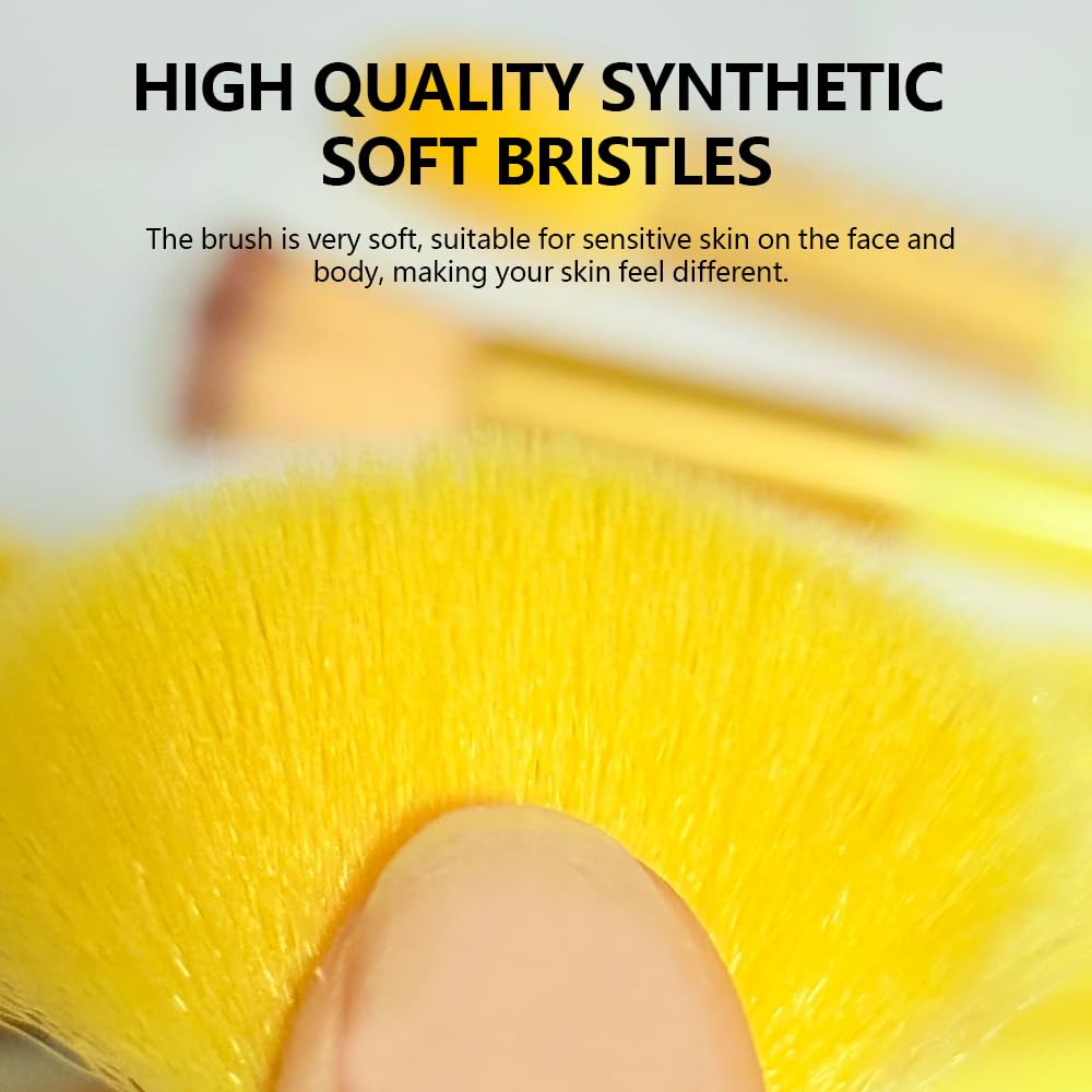 DJMH - Set di 13 pennelli da trucco con custodia, pennelli da trucco professionali con custodia in pelle (giallo)