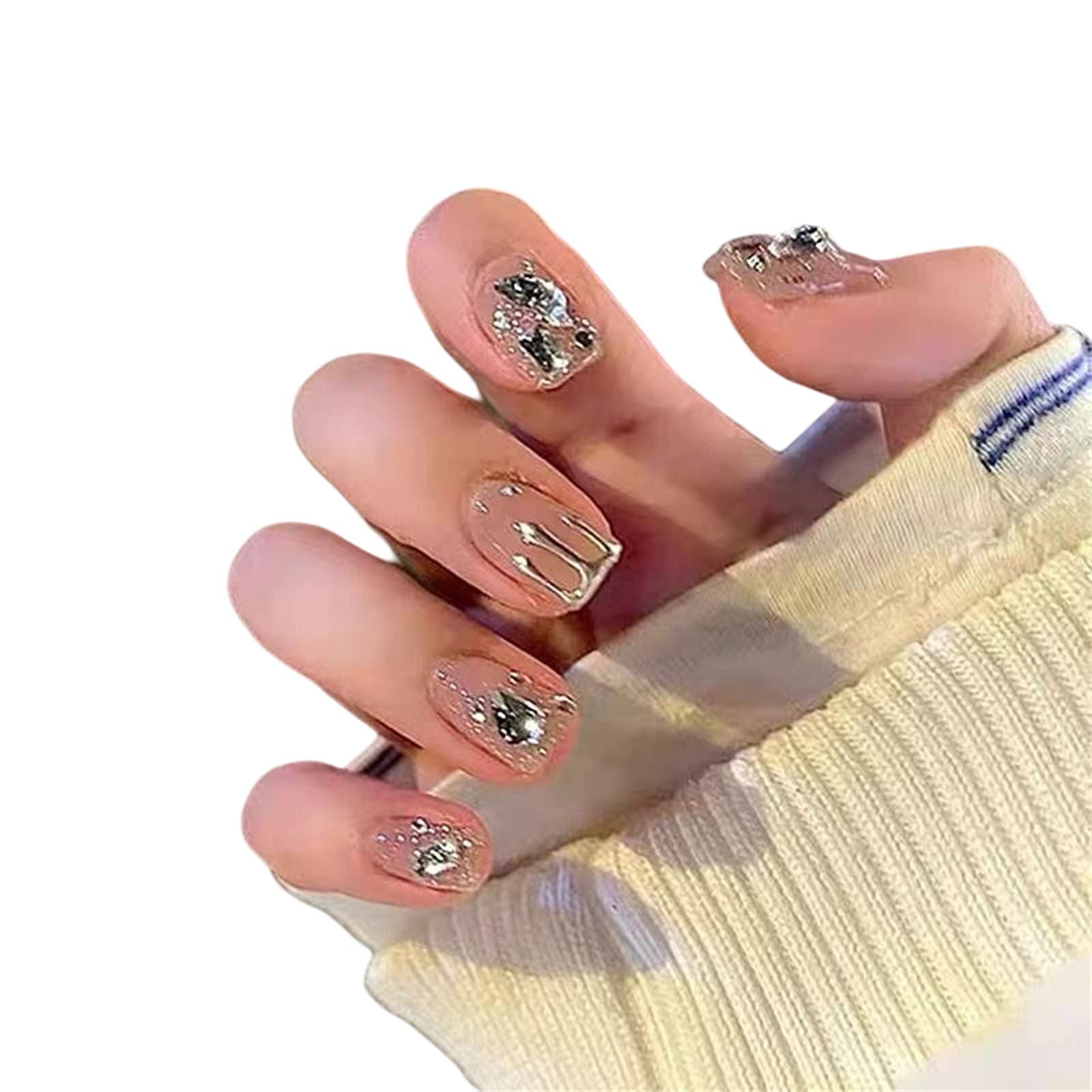 AKAZI Unghie finte a Pressione, 10 Pezzi indossabili per Manicure, Unghie finte Fatte a Mano, Set di Unghie finte Artificiali riutilizzabili per Donne e Ragazze (M) (L)