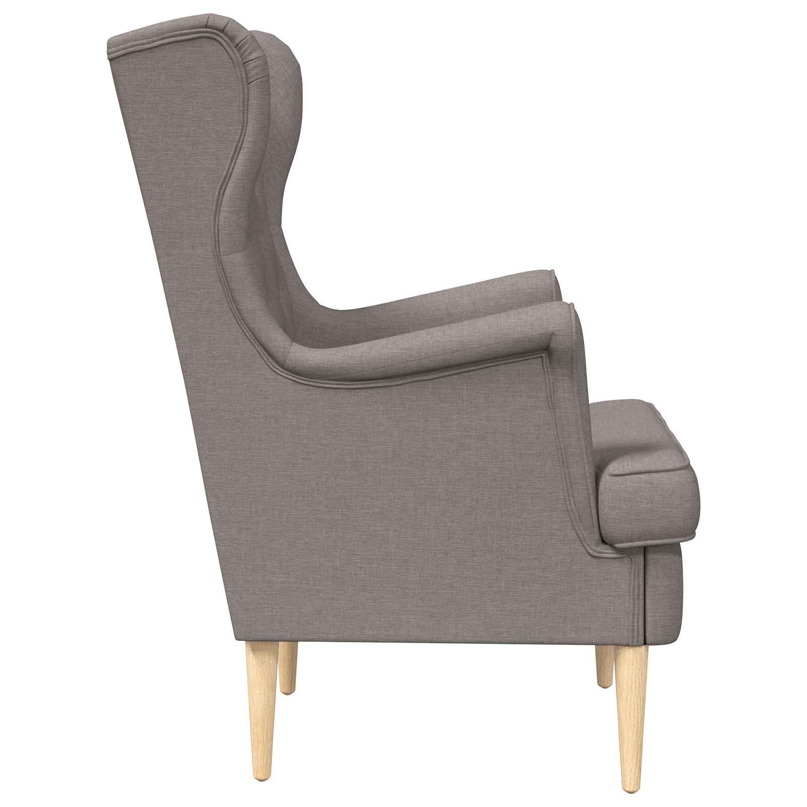 Poltrona Moderna in Tessuto Tortora con Gambe in Legno, 65x79x100 cm