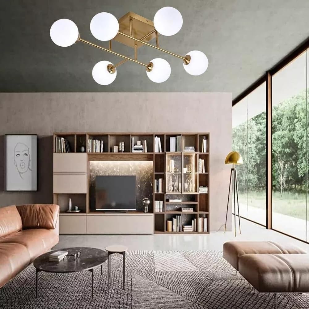 Plafoniera da soffitto lampadario 6 sfere g9 sfera color bianco bronzo c77