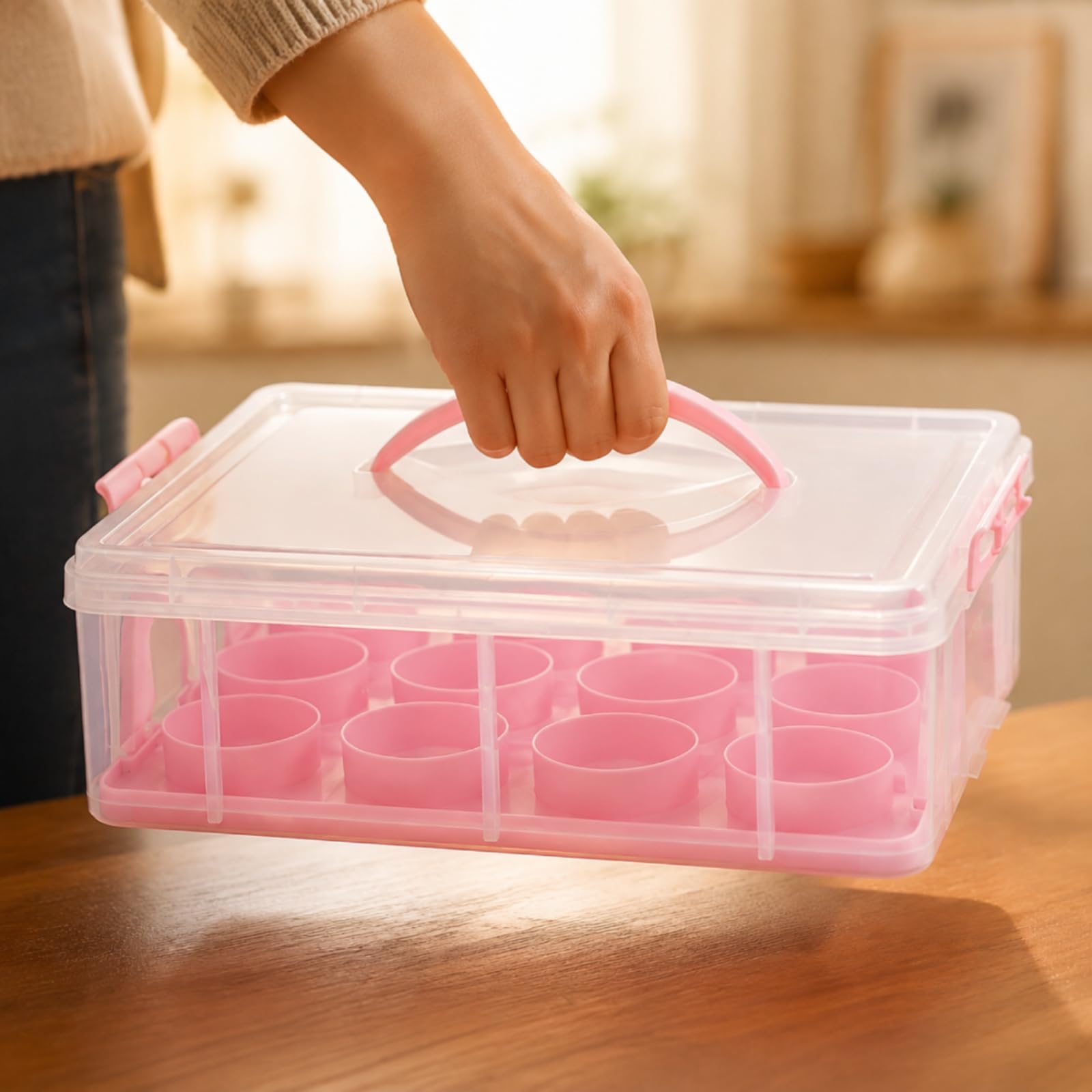 Caja para con Tapa Caja Transdora Muffins Resisn Recipien Almacenamiento para Pasleros, Reposría Casera, 3