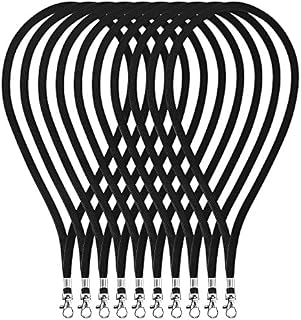 Fushing 100pcs 45cm Neck Strap Lanyard with Swivel Clasp for ID Cards, Badges, Keys, Employees, Students, Visitors, etc (Black)