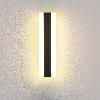 LUOLONG LED Long Wall Lamp Villa Wall Lamp Villa Porch Outdoor IP65 Waterproof Wall Lights Black Long Light Strip Iron Outdoor Acrylic Warm Light Garden Light 30 cm Warm Light