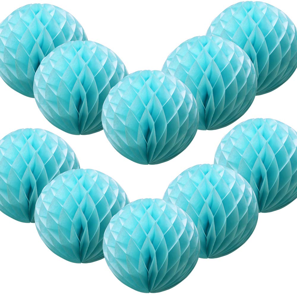 Time to Sparkle 10 Pack Tissue Paper Honeycomb Balls Table Centrepiece Lantern Garland Wedding Decoration Ball-Baby Blue, 14"(35cm) — image 1