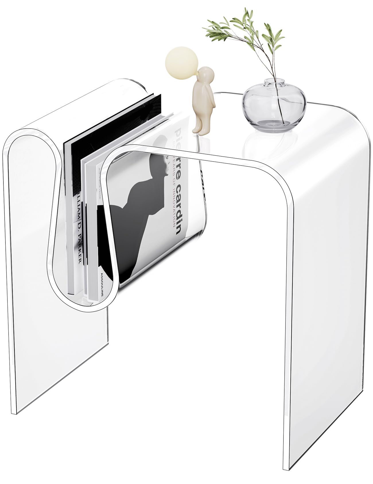 solaround Acrylic Side Table, Nightstand Bedside Table for Bedroom, Acrylic Tables, 45 x 30 x 45 cm (Clear) — image 1