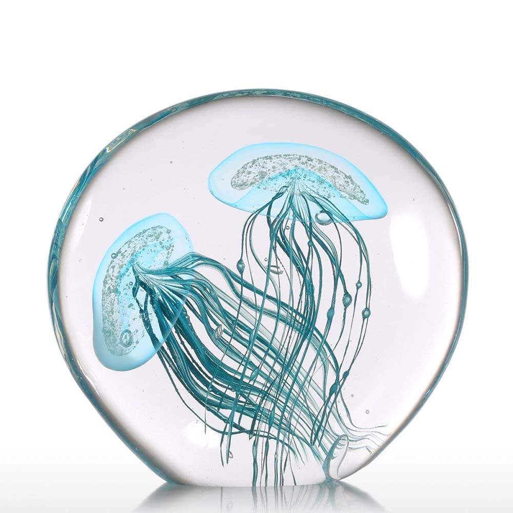Figurines de méduses bleues en verre soufflé : artisanat moderne d'exception