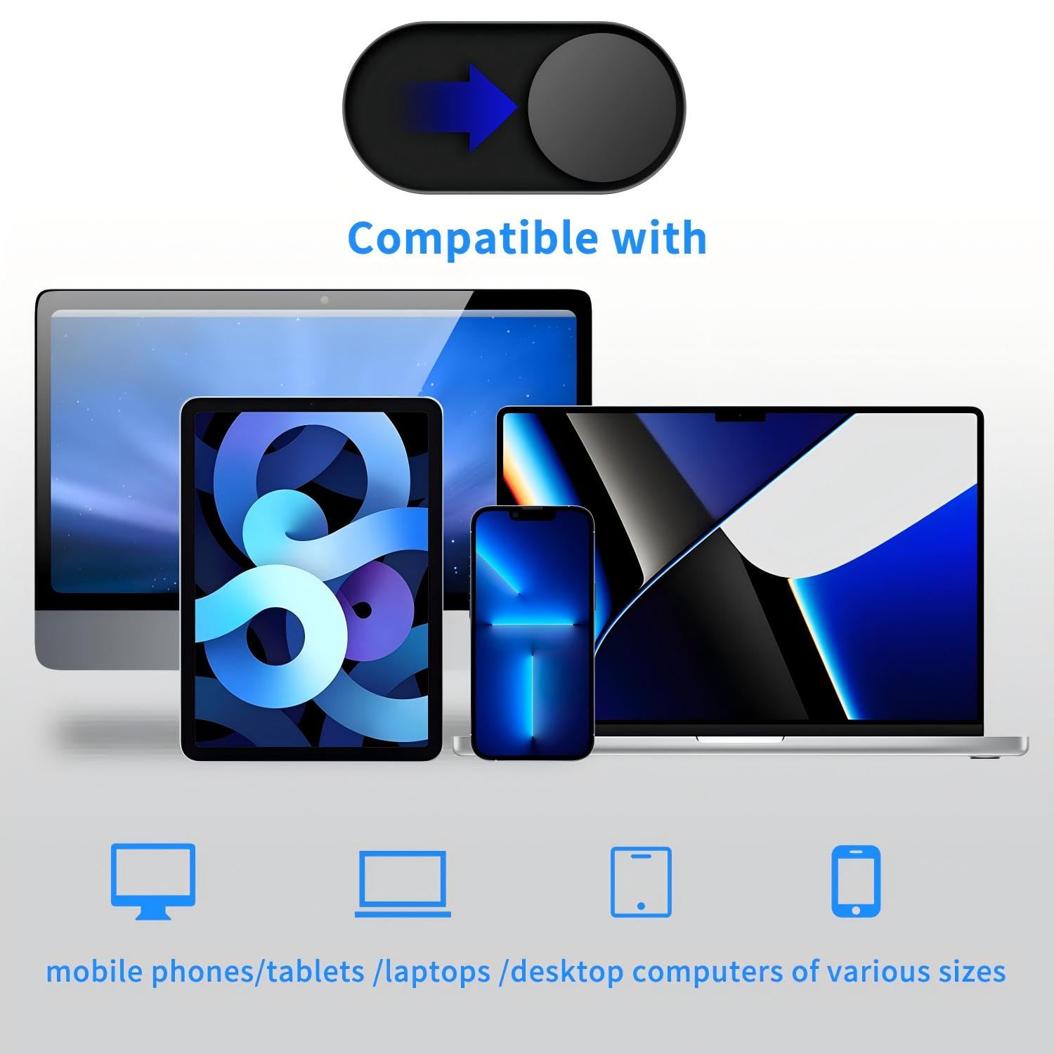Funda para cámara web (2 unidades, metal negro), funda de cámara de 0.02 pulgadas para laptop, MacBook Pro, MacBook Air, iMac, iPad, PC/computadora, tableta para proteger tu privacidad 4
