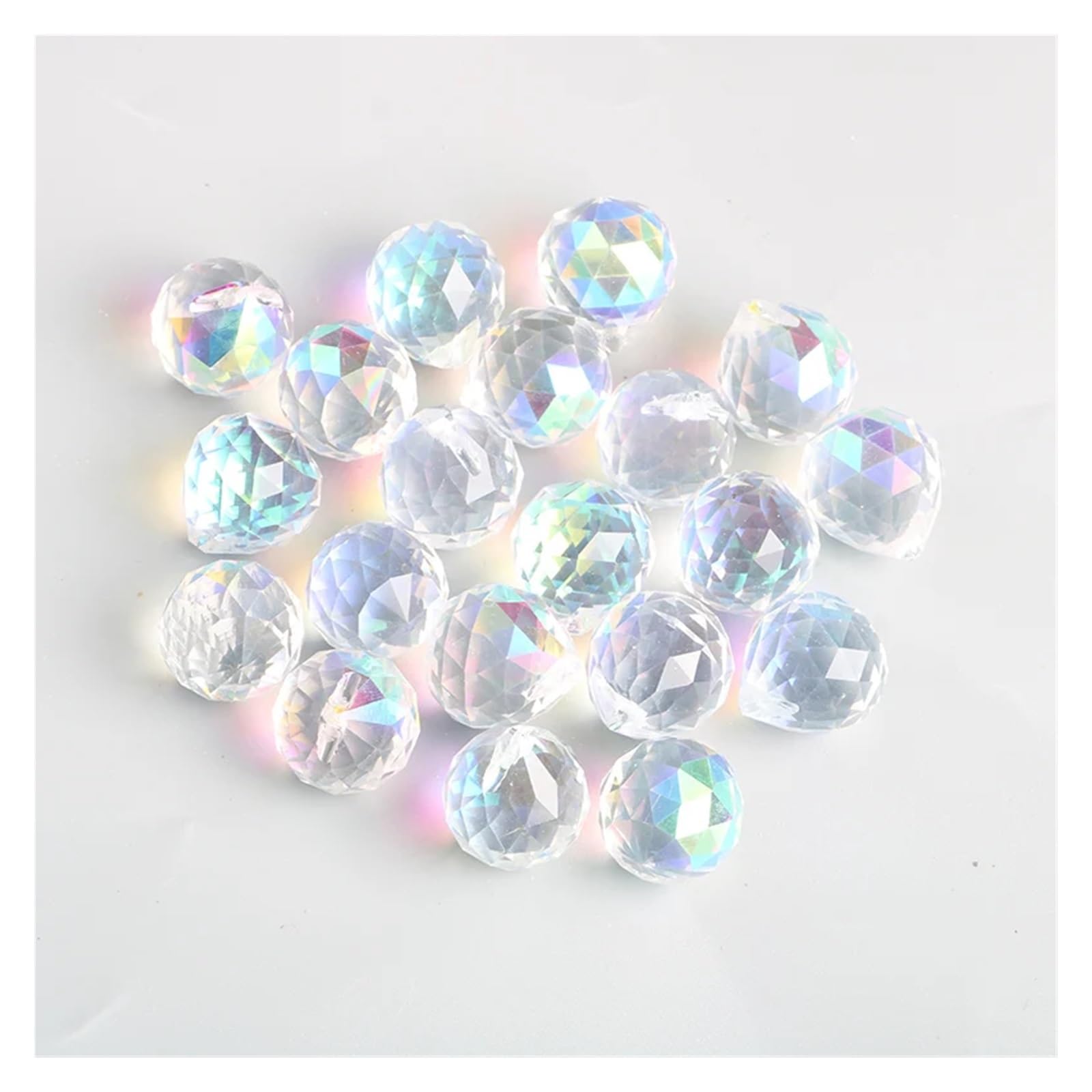 tianwandong 10 stücke Klar Facettierte Kristall Ball Glas Suncatcher Prismen Anhänger Lampe Kronleuchter Teile Fengshui Beleuchtung Zubehör 20/30/40mm(AB,10pcs-40mm ball)