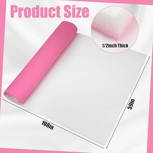 Miniatura 2 de Cojín de espuma de polietileno de 59 pulgadas de ancho, 3 yardas de largo, espuma gruesa, relleno de espuma personalizable (rosa, 12 pulgada de