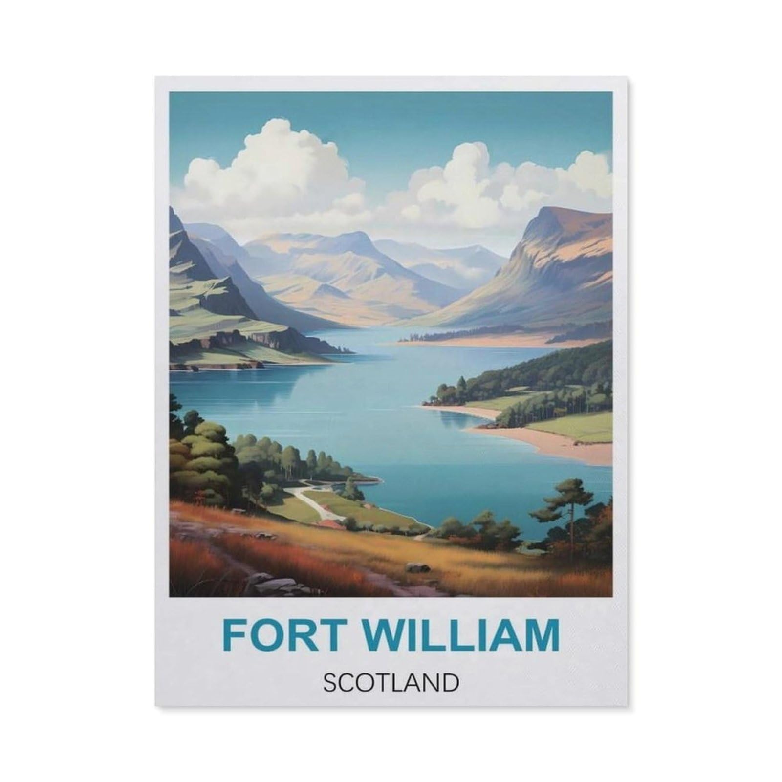 Jigsaw Puzzle 1000 Pieces for Adults，Fort William Scotland，Teens Boys Girls Puzzles Premium Quality Fun Family Challenging Puzzles for Birthday（38x26cm）-DI87