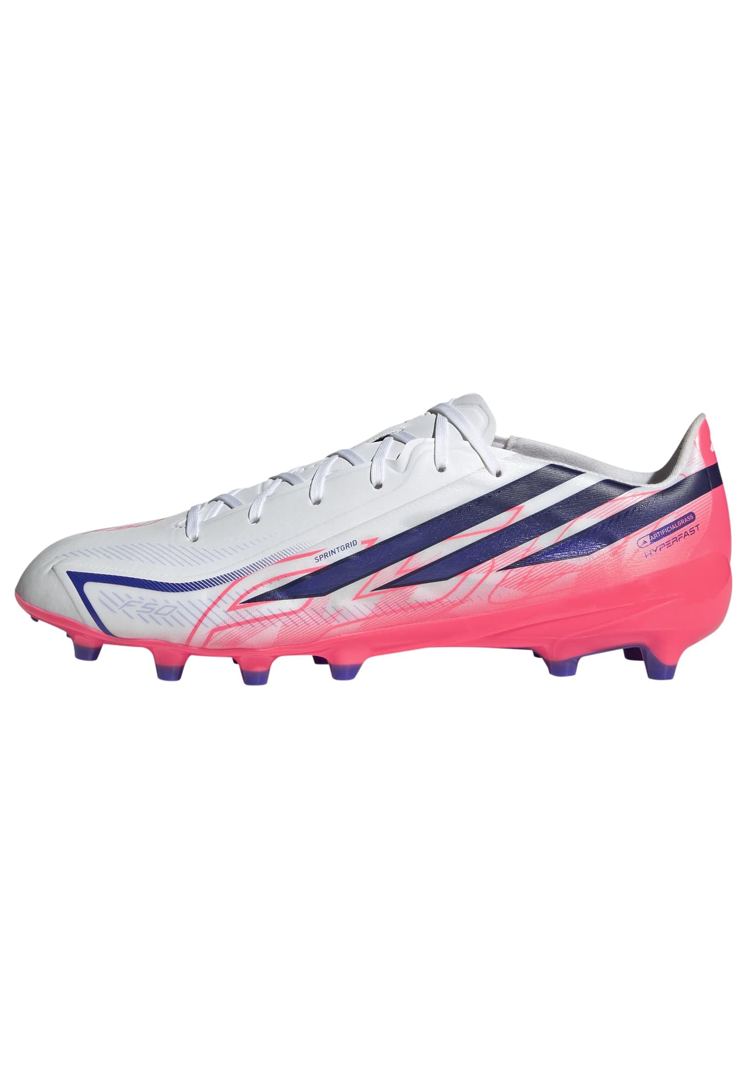 adidas Unisex F50 Hyperfast League Artificial Ground Football Boots Shoes, FTWR White/Solar Purple/Solar Turbo, 5.5 UK
