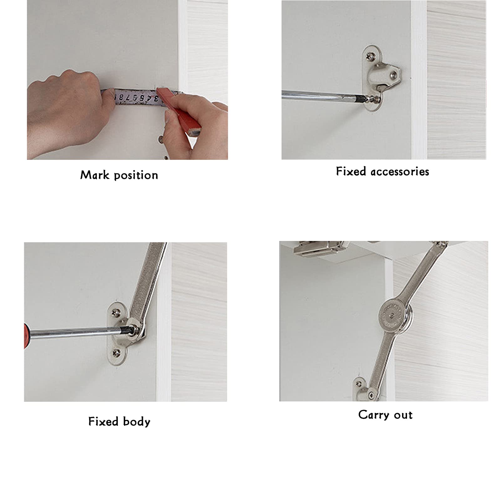 SUpoetry Pack of 2 Flap Holders, Flap Hinges, Metal Support Hinges, Cabinet Flap Holder Aluminium, with Allen Key - Image 2