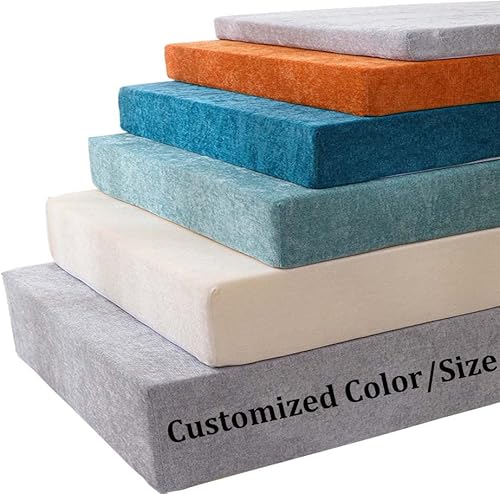 Cojín cómodo para banco de ventana con lazos, 1"2"3" de grosor, para muebles de jardín personalizados, para sillas de comedor, almohadilla