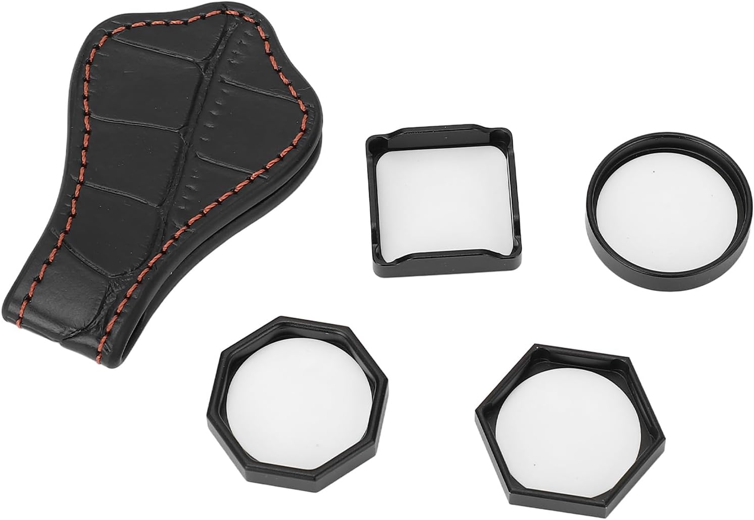 Billiard Chalk Box Clip, Billiard Chalk Holder Magnetic Hexagonal Octagonal Round Square Aluminum Single Section Pool Chalk Case with Belt Clip