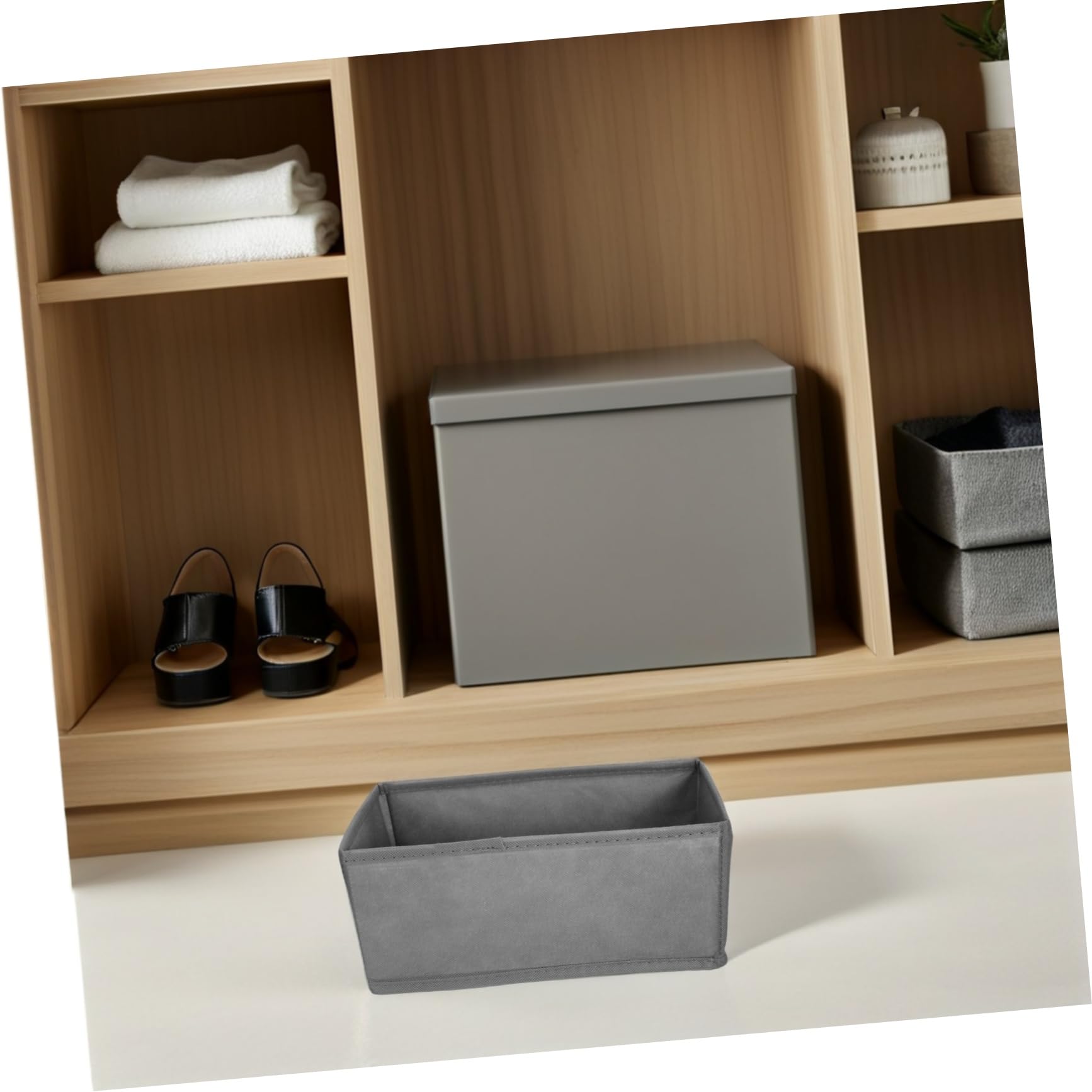 6 Stück Teiliges Stoff Organizer Stabile Aufbewahrungsboxen für Socken und Unterwäsche Platzsparende Schrank und Kommoden Teiler Graue Textilboxen für Babykleidung und Accessoires