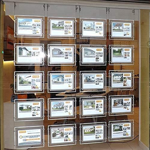 Bienes raíces ventana colgante oficina llevó acrílico cartel marco luz caja titular