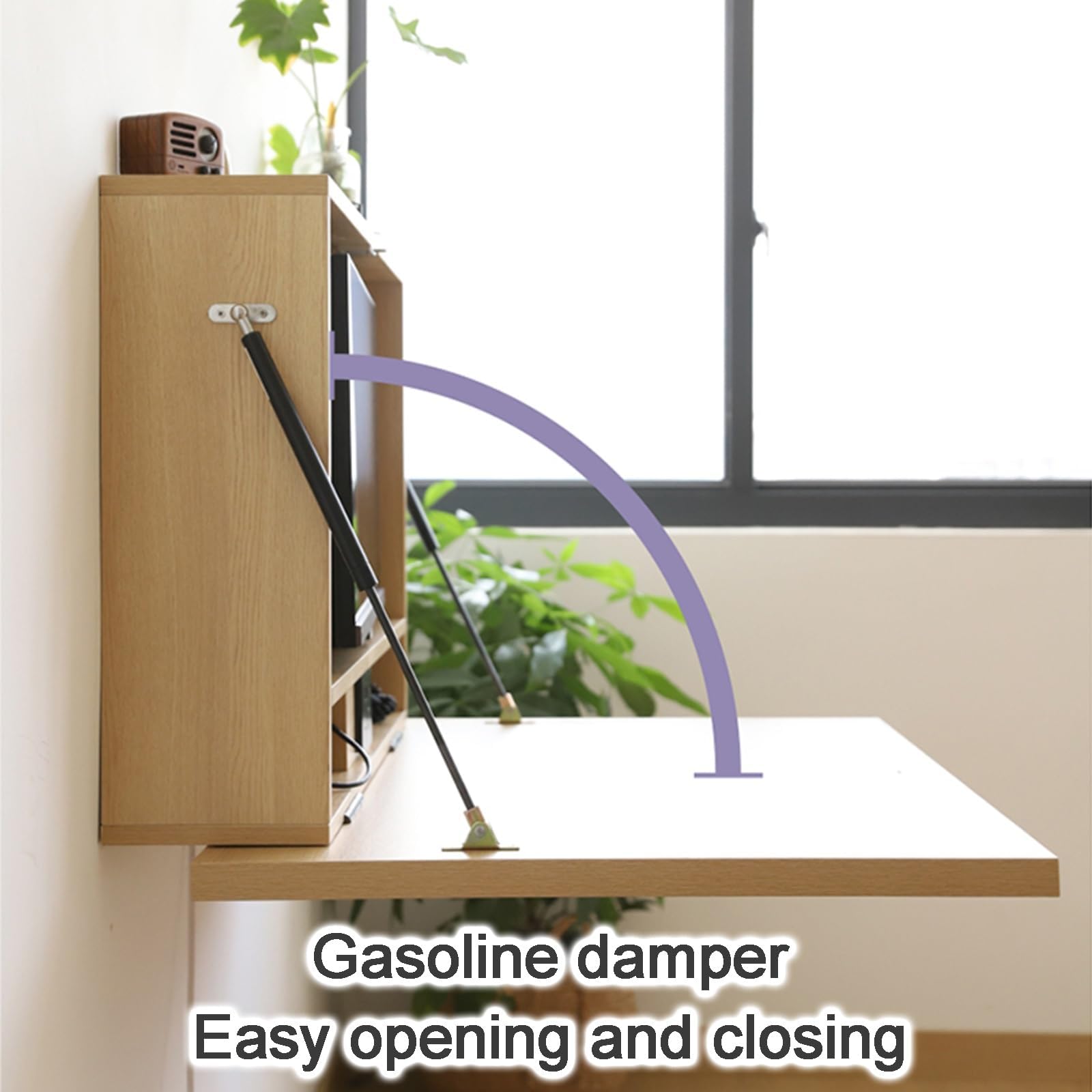 Mesa Plegable Montada En La Pared con Puertas De Salida Y Puertos USB con Compartimentos De Almacenamiento Multifuncionales para La Estación De Trabajo De La Computadora Portátil