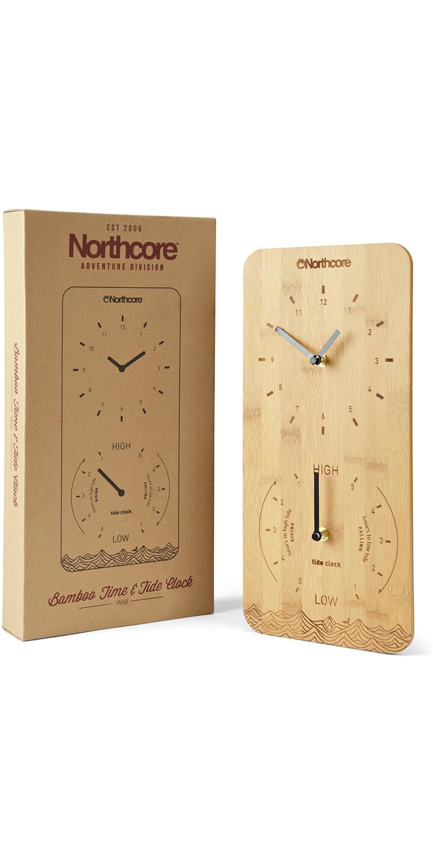 Northcore Time and Tide Bamboo Wall Clock