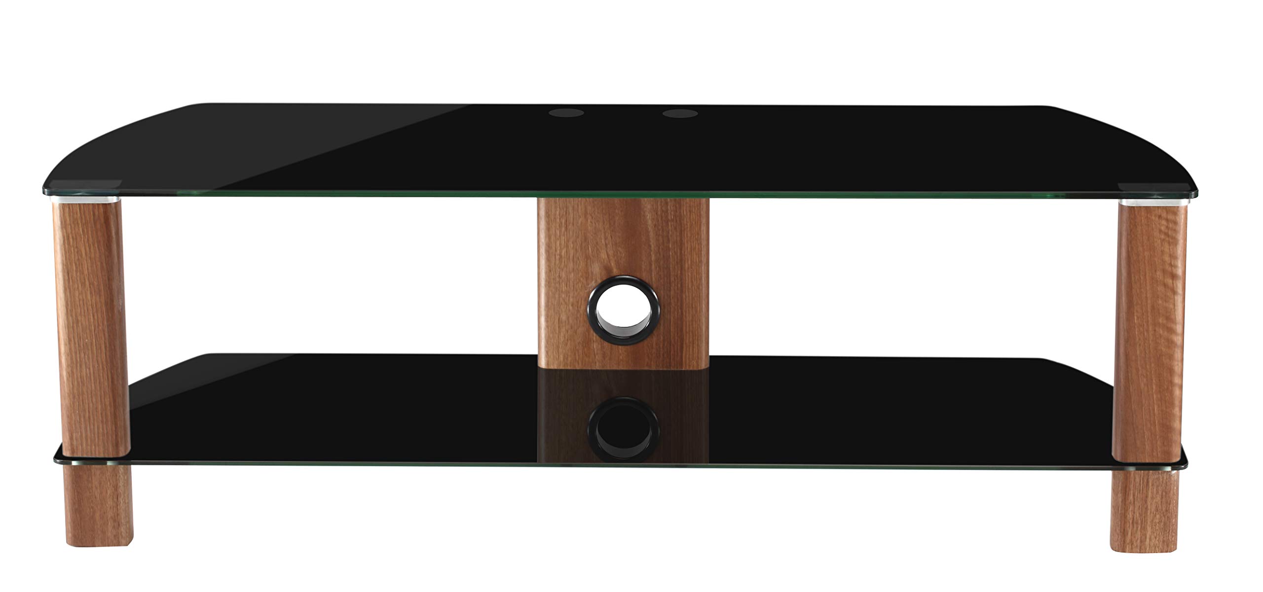 Alphason Century 1200 TV Stand - Walnut & Black Glass
