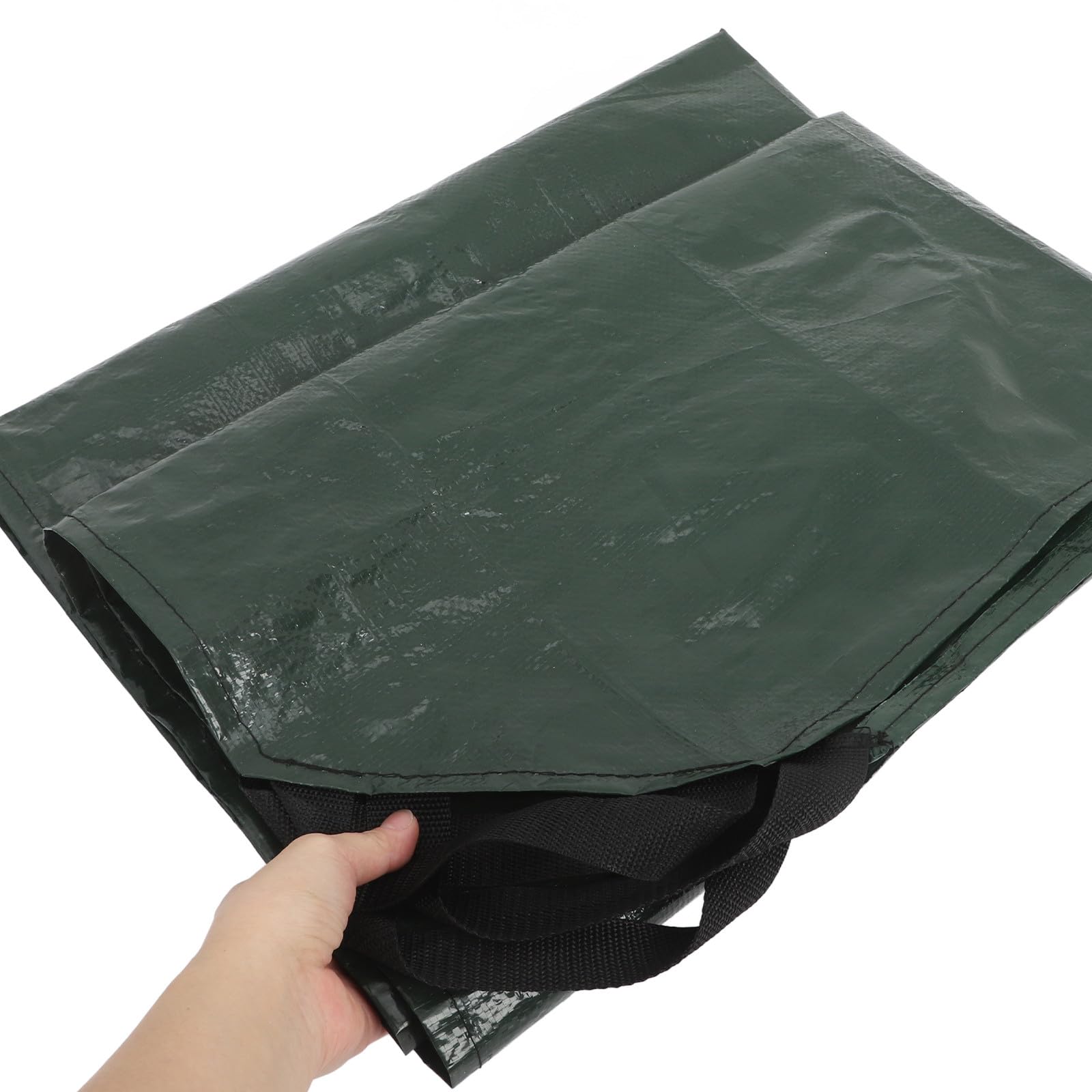 Paquet à Feuilles Réutilisable en Bâche Pe Vert avec Poignées Solides pour Ramassage de Déchets de Jardin Intérieur et Extérieur, Pliable et Pratique