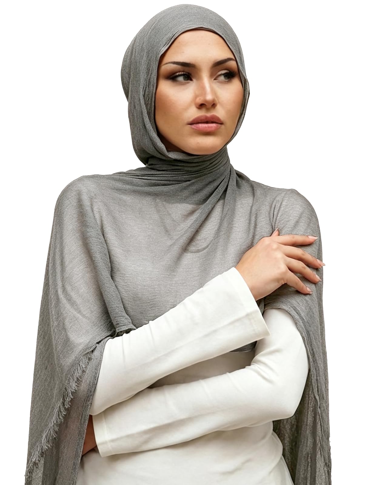Photo 1 of PeacePray Crinkle Cotton Hijab - Gray, One Size
