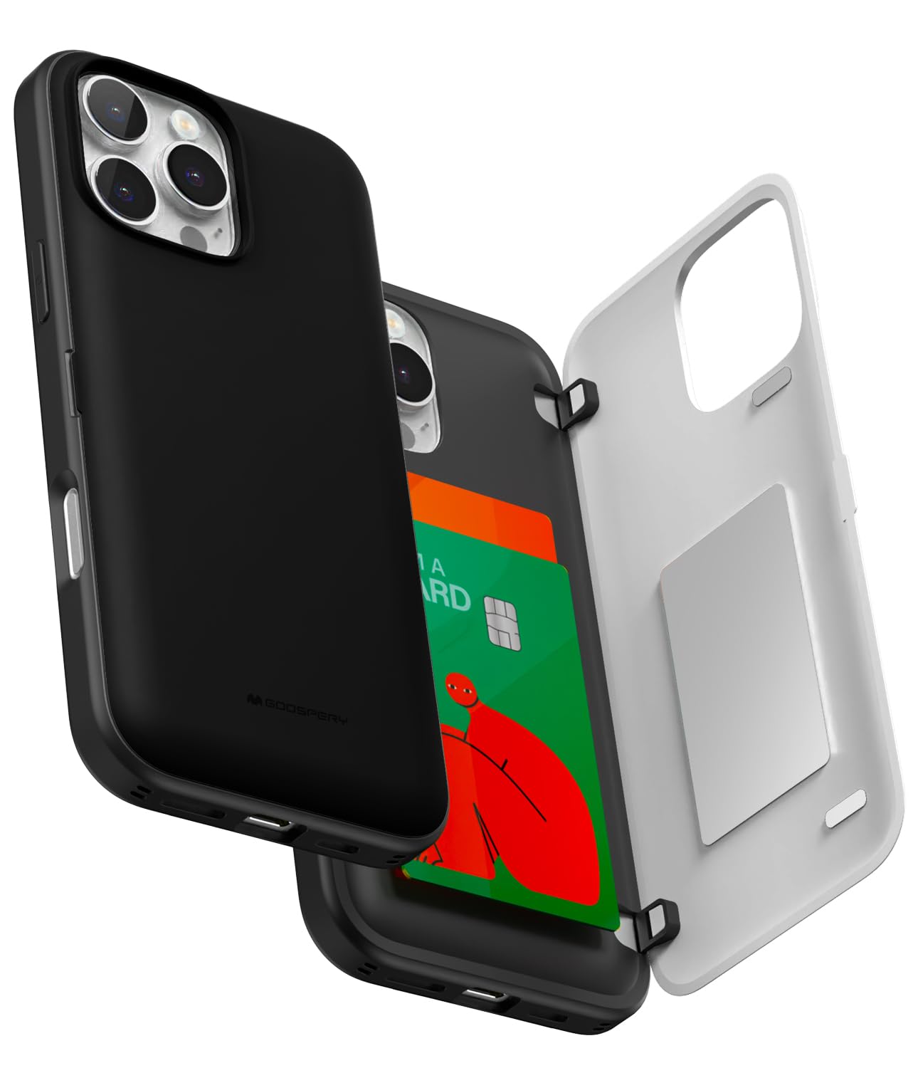 GOOSPERY Magnetic Door Bumper Compatible with iPhone 16 Pro Max Case, Card Holder Wallet Easy Magnet Auto Closing Protective Dual Layer Sturdy Phone