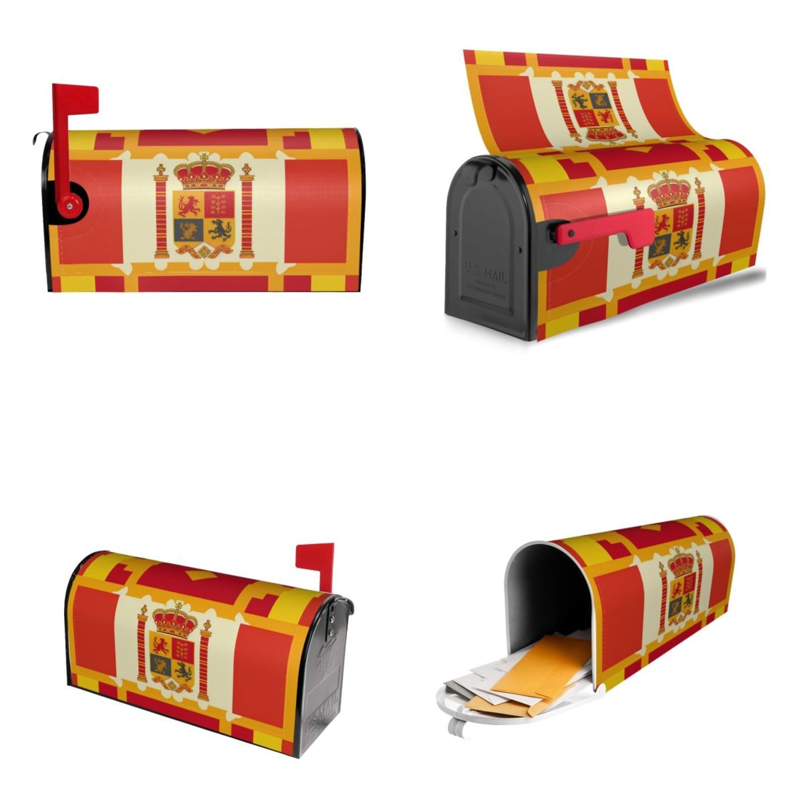 Spanish Flag Pattern Mailbox Covers Magnetic Wraps Post Letter Box Cover Garden Home Decor 25.5x21 in