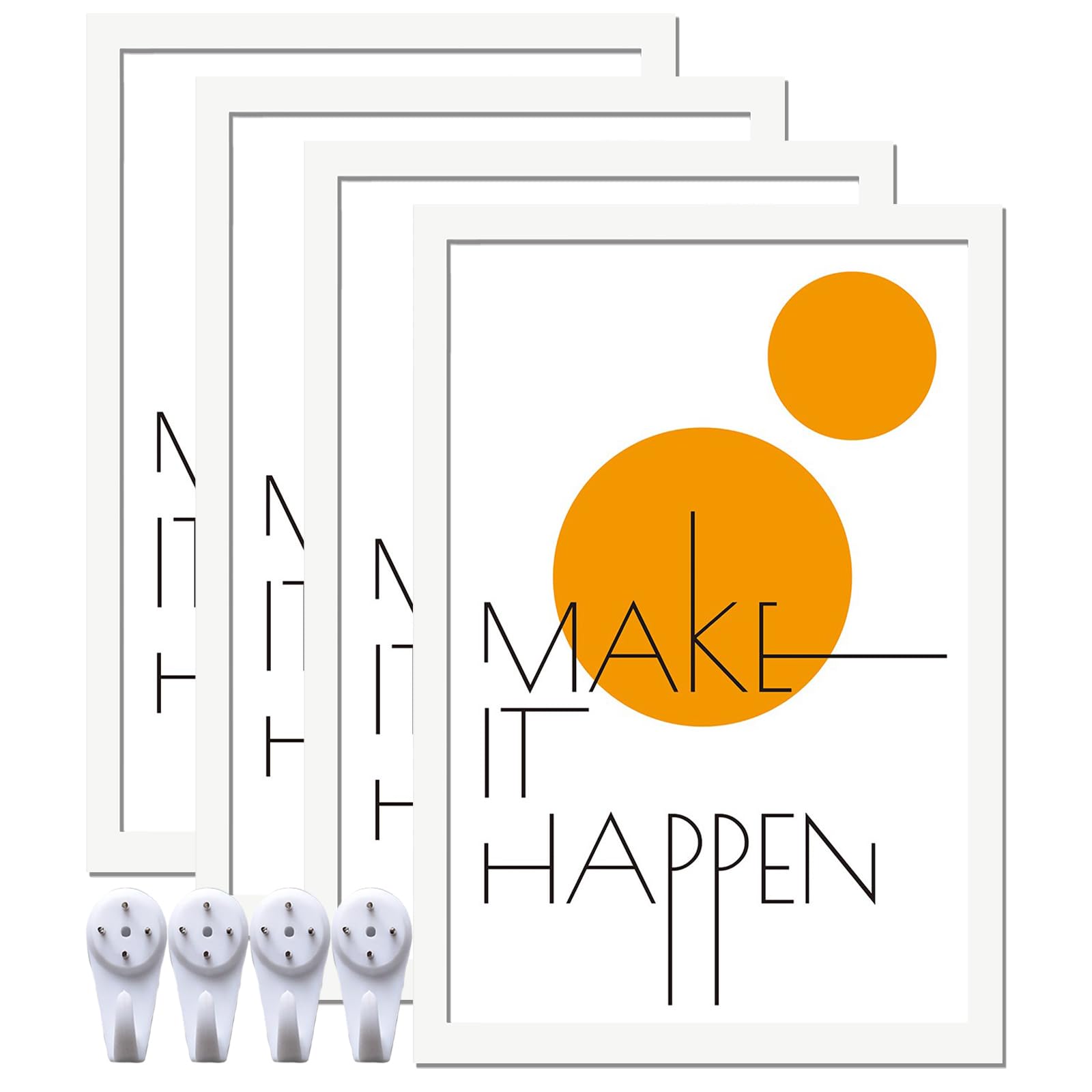 16x24 Picture Frame Set of 4, White 16 x 24 Frame High Transparent Wall Gallery Poster Canvas Photo Frames for 16 by 24 inches