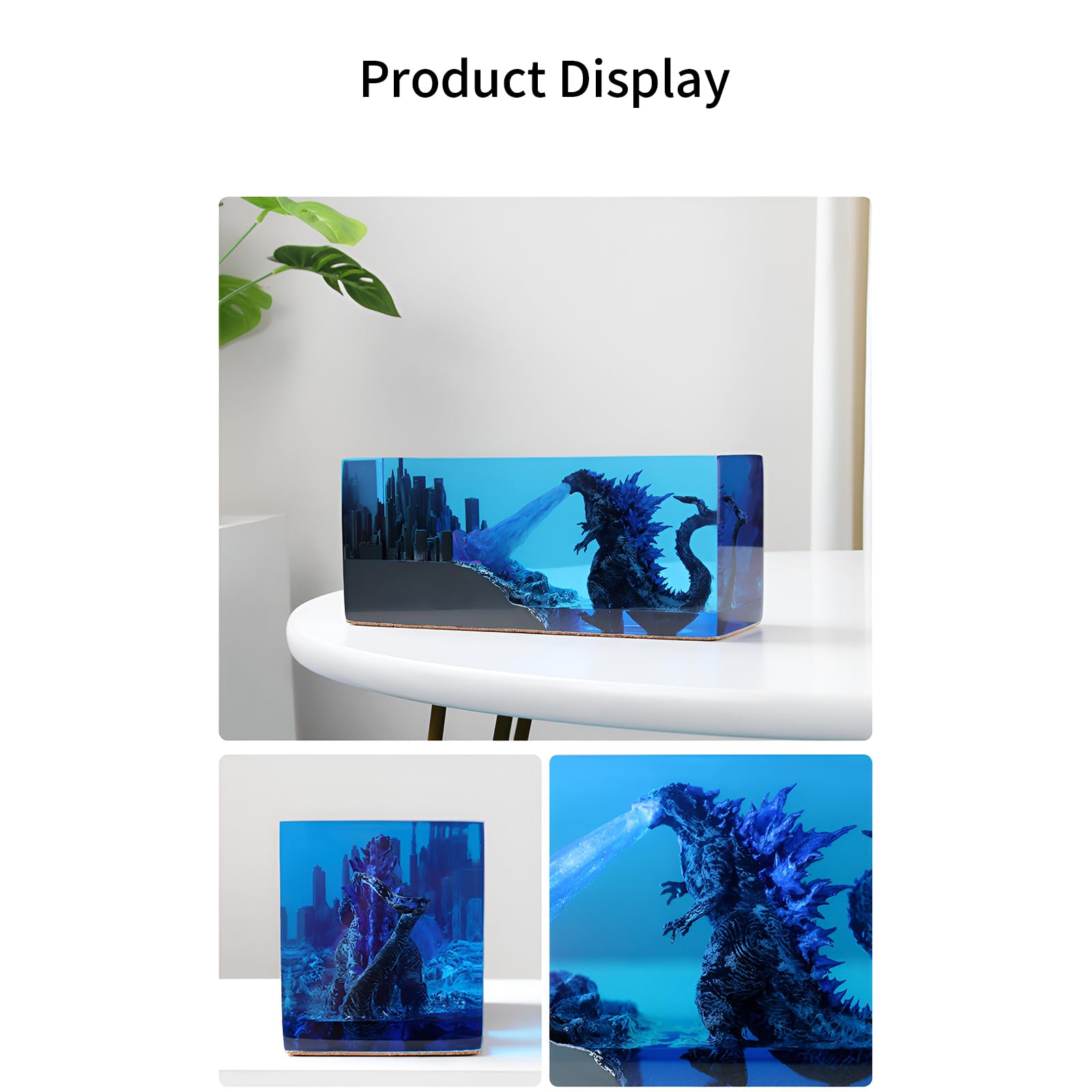 Syfunlv Epoxidharz Godzilla Nachtlicht,Godzilla Würfel Dekoration,USB Schlaf Lichter,Monster Nachttischlampe,Einstellbare Beleuchtung,7,5cm,für Raum Innenbereich Zuhause Schlafzimmer (Stil 1)