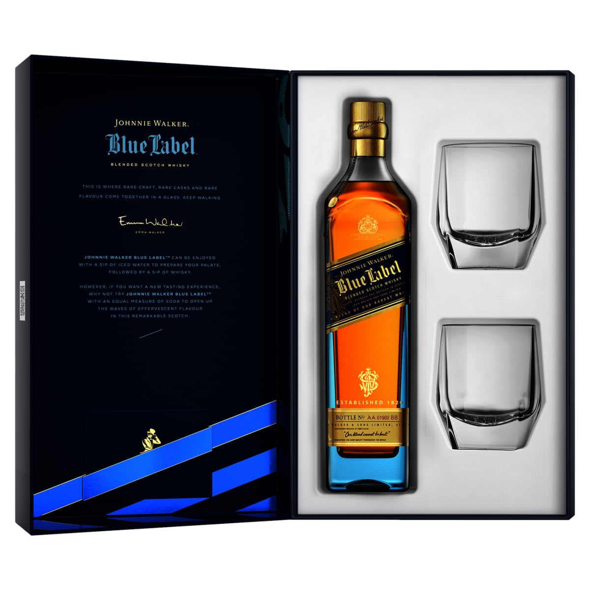 Kit Whisky Johnnie Walker Blue Label 750ml + 2 Copos de Vidro