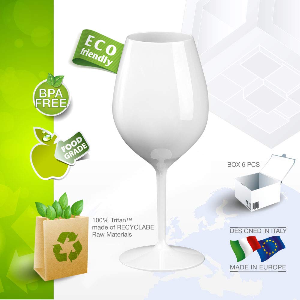 Vaso de Vino Blanco Copa de Vino Tinto Copa de Cristal de retornable de champán Vaso de plástico Blanco Acampar al Aire Libre Set 6 Piezas