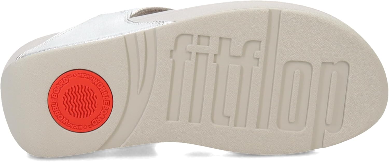 Fitflop Lulu Leather Toepost Womens Platform Sandals in White, Silver, 40 EU - Image 7
