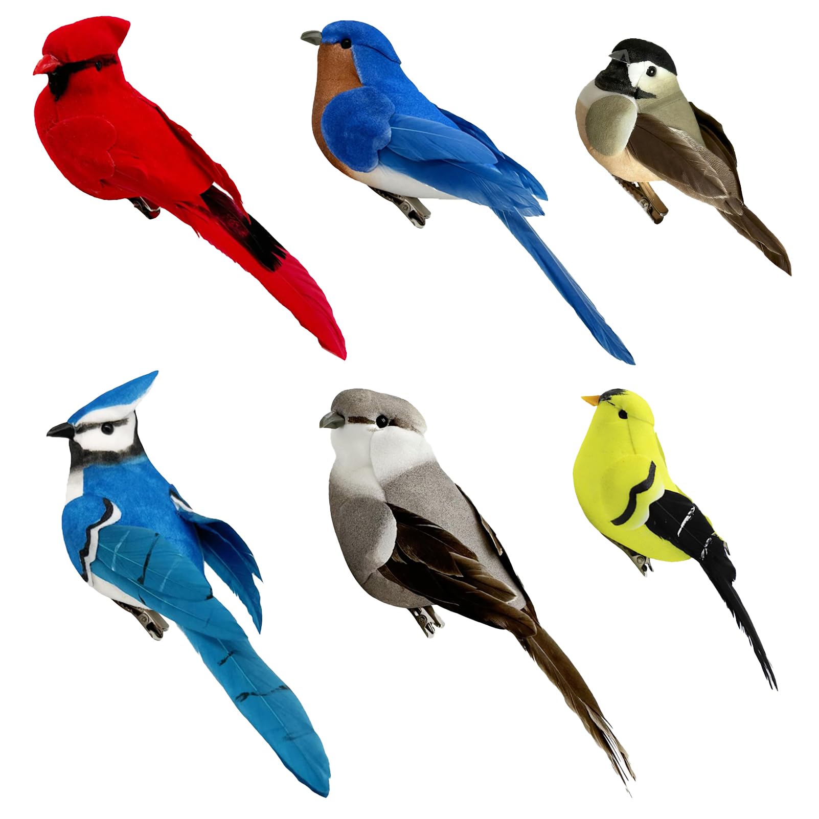 6 Piezas De Pájaros Artificiales Realistas Con Clip Para árbol De Navidad, Adornos Para Decoración De Fiesta De Jardín, Corona, Manualidades, Varios Colores