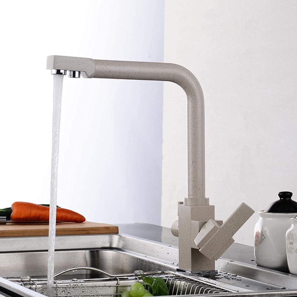 Grifo mezclador para fregadero, grifo de lavabo cuadrado clásico, grifo blanco de cerámica de latón para cocina, manijas dobles, agujeros, mezclador de montaje en cubierta/Sdg Comfortable anniversary