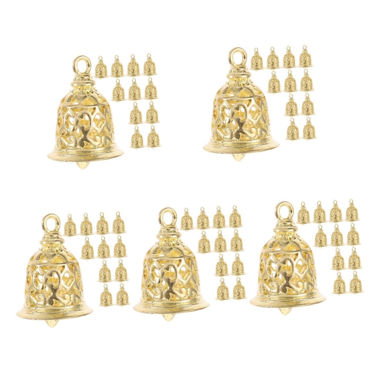 MAGICLULU 5 Set Ciondolo Campana Piccolo Piccole Campane Mini Campanelli Kit Fabbricazione Ornamento Di Artigianato Natalizio Decorazione Appesa Fata Rame Golden 12 Pezzi * 5