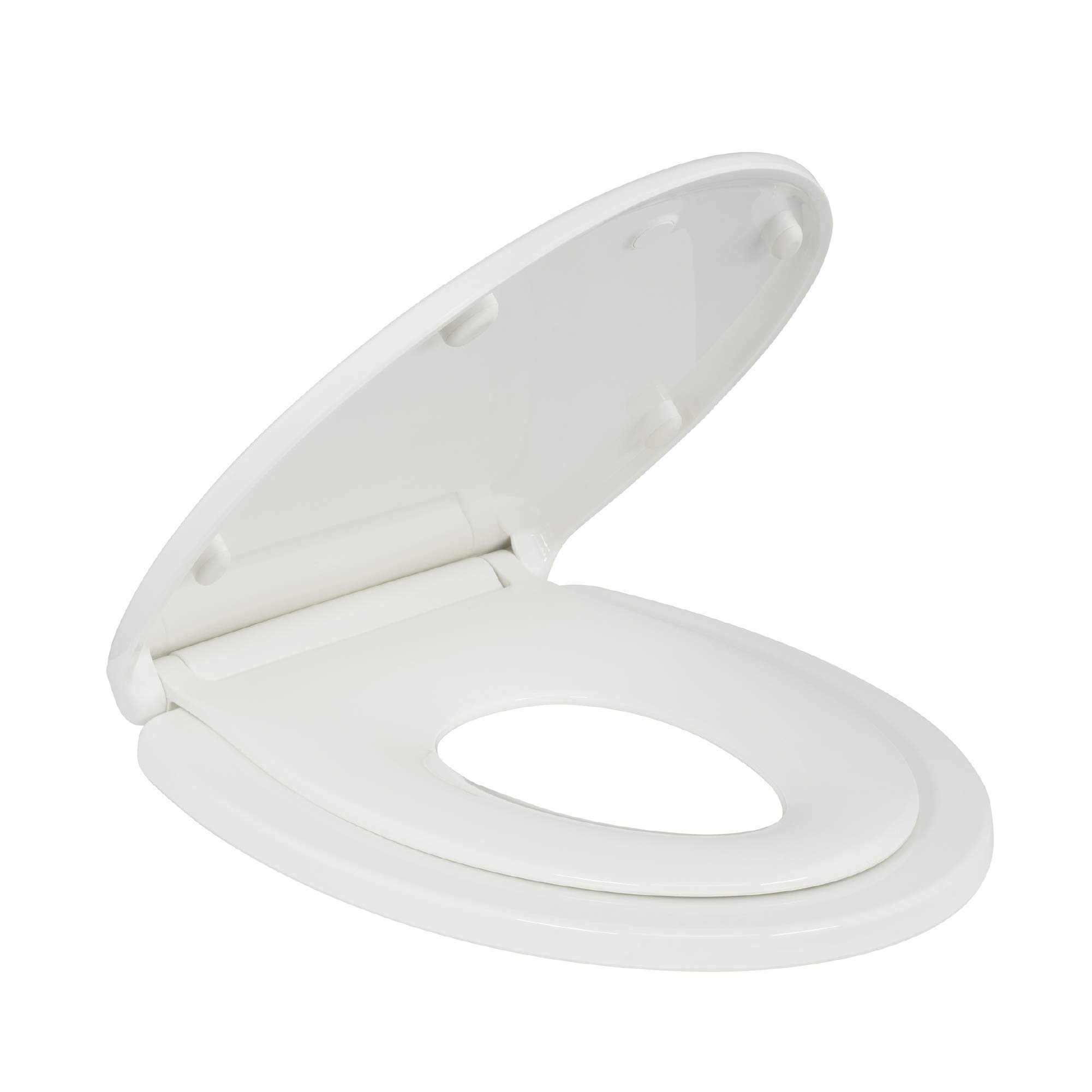 BATH ROYALE BR721-00 Kingsport Family Elongated Toilet Seat, White – Potty Training Toilet Seat with Slow Close and Built-In Toddler Toilet Seat Fits All Toilets including Kohler and American Standard