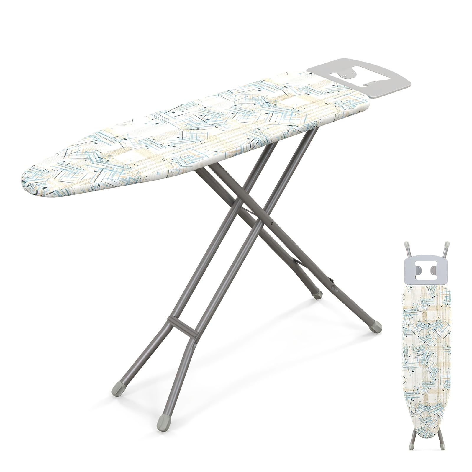COSTWAY Table à Repasser Pliable avec Repose-Fer, Planche à Repasser Pliable, 7 Hauteurs Réglables, Cadre en Acier au Carbone, Design Compact pour Dortoir, Buanderie (38 x 120 cm,Gris COSTWAY Table à Repasser Pliable avec Repose-Fer, Planche à Repasser Pliable, 7 Hauteurs Réglables, Cadre en Acier au Carbone, Design Compact pour Dortoir, Buanderie (38 x 120 cm,Gris