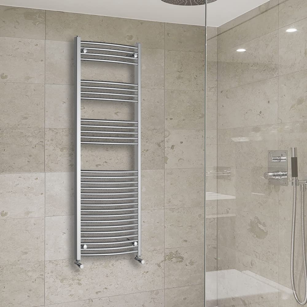 Warmehaus Curved Heated Towel Rail Radiator Ladder Chrome 1600x600mm