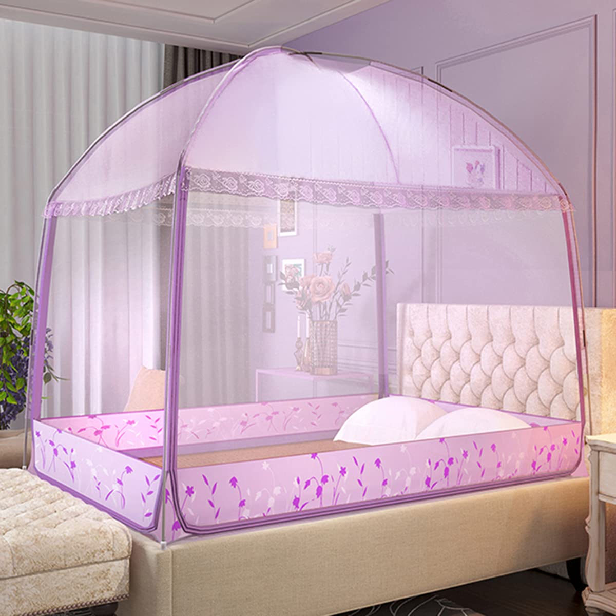 Moustiquaire pour lit de voyage et chambre bébé tente pliable violette