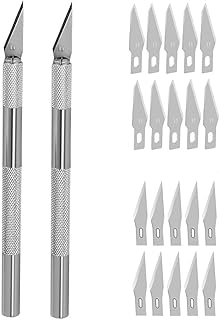 Coltello da intaglio Pacco di Due Cutter di Precisione con 20 Lame di Ricambio Coltello multiuso per Arte Hobby Scrapbooking Stencil Intaglio Modellismo