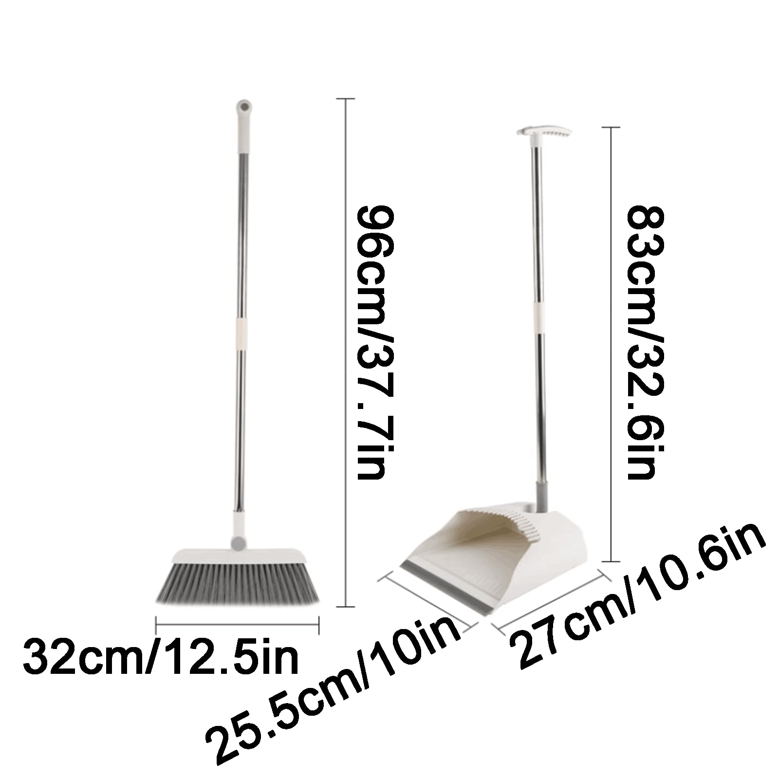 Compacto Juego de Escoba y recogedor de plástico, Escoba giratoria con Mango Largo de Acero Inoxidable, recogedor Plegable con Dientes raspadores Ligero