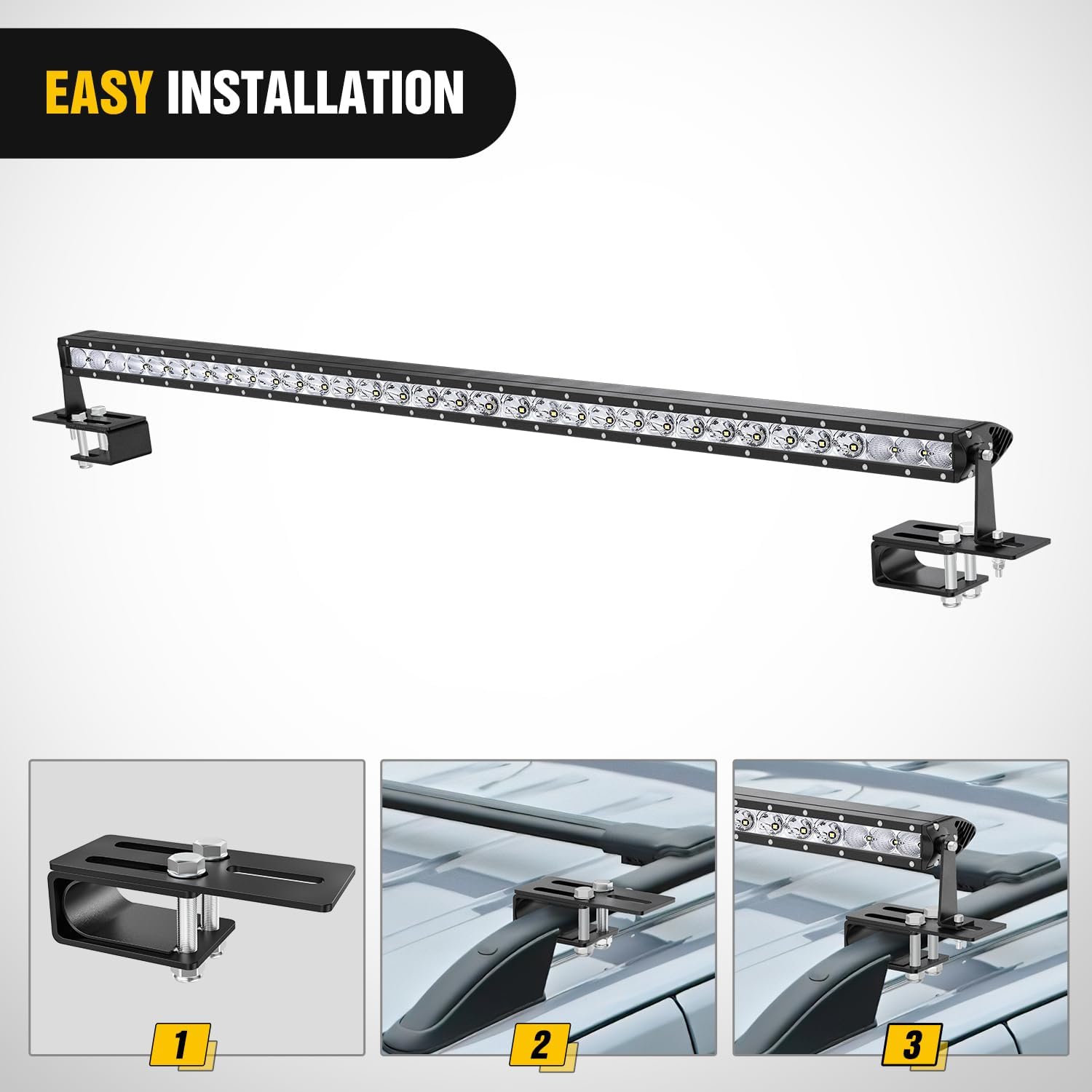 Nilight LED Light Bar Bracket Non-Slip Light Clip Mounting Brackets for SUV, Off-Road, Vehicles with Luggage Racks Black