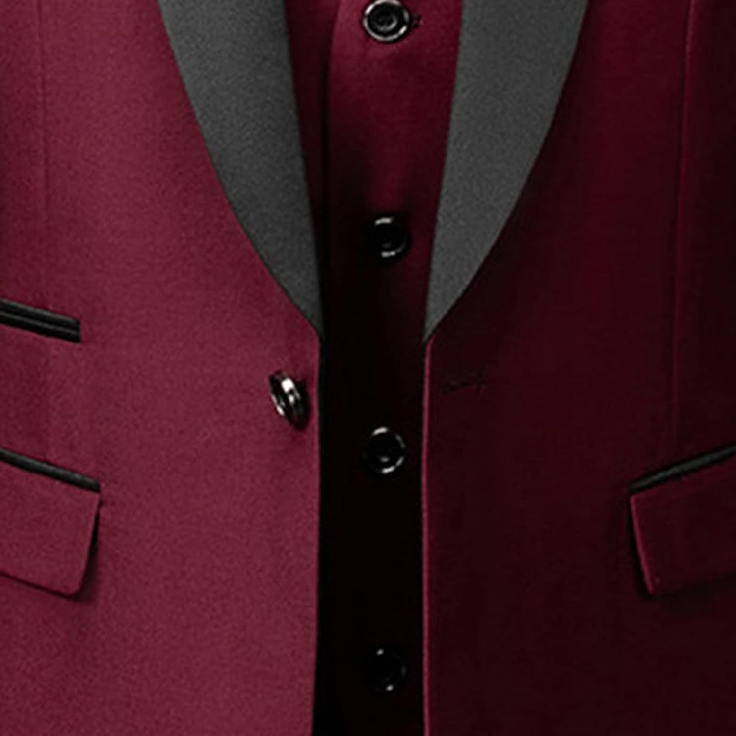 Men's Slim Fit 3 Piece Suit Single Breasted Jacket Blazer Vest Pants Set Wedding Prom Shawl Lapel Tuxedo Suits (Dark Red,4X-Large)