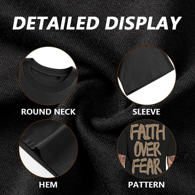 Christian Faith Over Fear Shirt for Men Jesus Religious Shirts Oversized T-Shirt - Image 6