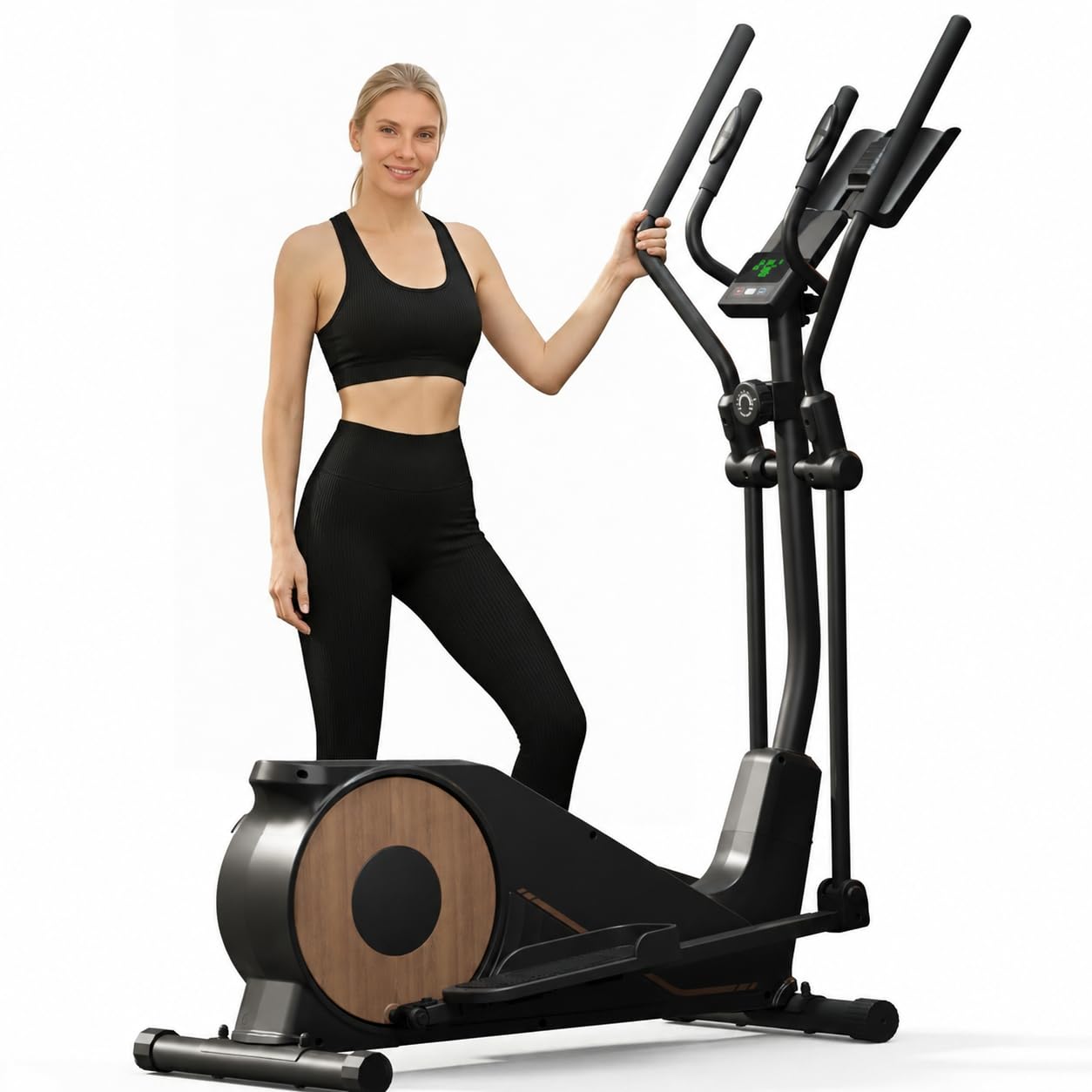 Aeriflo Ellittica da Casa Professionale, Passo 42 cm, Volano 8 kg | Ellittica con resistenza magnetica a 16 livelli, portata 150 kg, Bluetooth e app, ultra silenziosa, 80% preassemblata