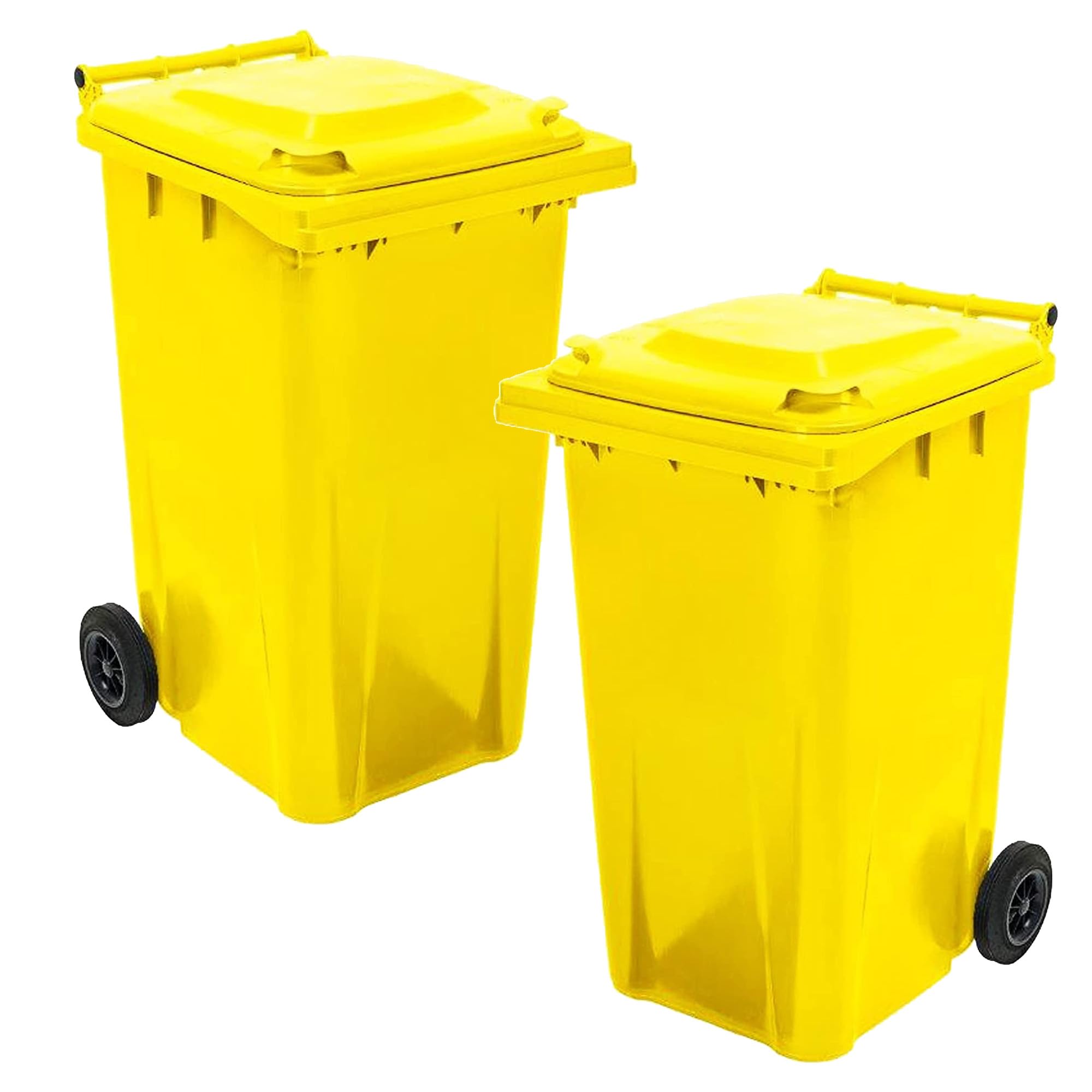 STAR SUPPLIES Yellow 240 Litre Standard Size Large Outdoor Household Rubbish Waste Recycling Wheelie Bin With Lid & Wheels