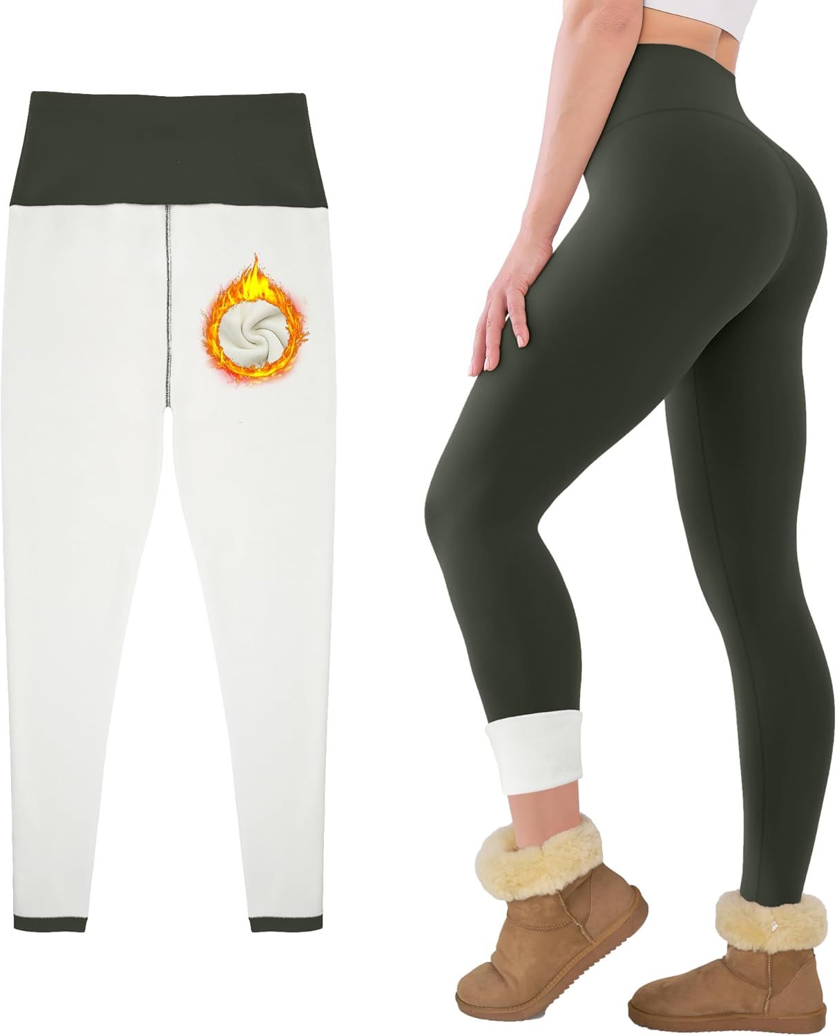 Fleece Lined Leggings for Women Buttery Soft High Waisted Tummy Control Winter Warm Legging Pants
