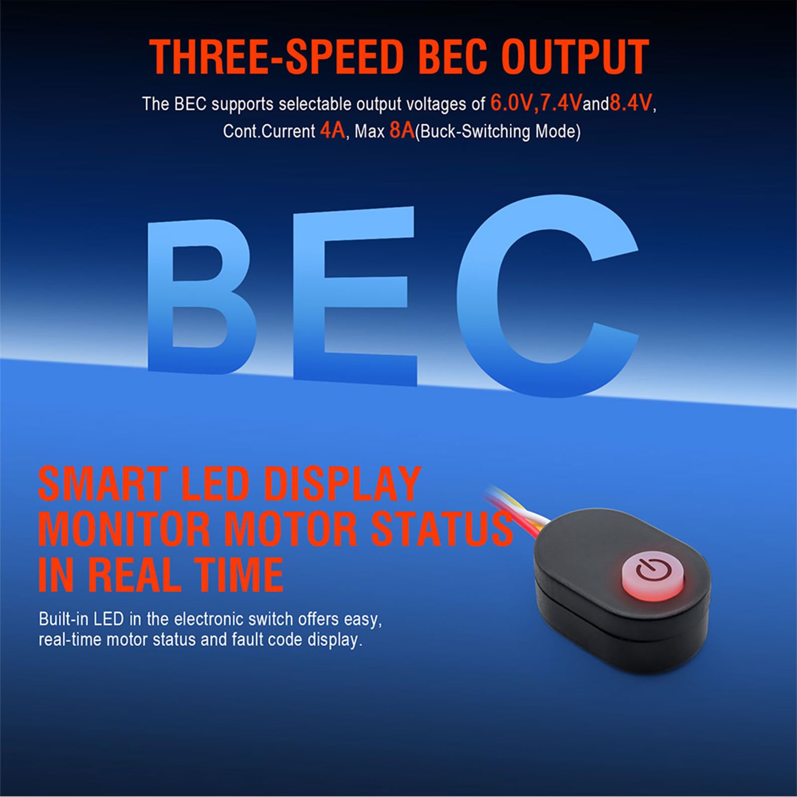 Asixxsix Bezszczotkowy Silnik ESC Combo 3660 1800KV, Silnik i ESC 40A 2w1 System Napędu FOC z ochroną przeciwdeszczową i przeciwkurzową, dla 1/10 RC Crawler Rock Crawling