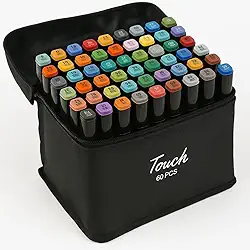 Caneta Marcador Para Colorir Desenho Profissional 24, 36, 48, 60, 80, 100, 120, 168 Cores Conjunto De Canetinhas Pontas Duplas Codificados por Cores Vivas para Desenho (60)